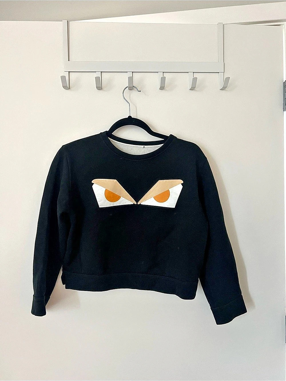 Fendi Black Monster Eyes Cropped Sweatshirt Women's Size 38